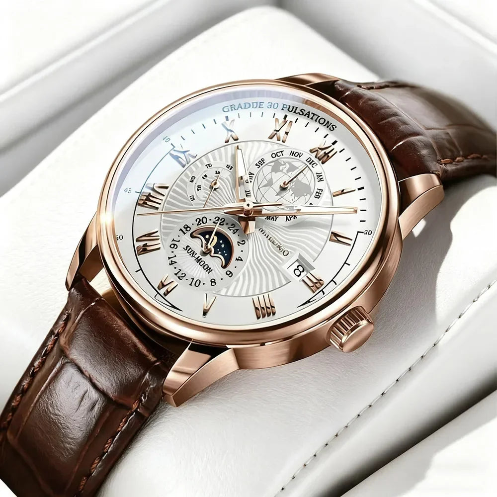 2026 Luxury Men's Sport Watch | Waterproof Luminous Leather Quartz Wristwatch