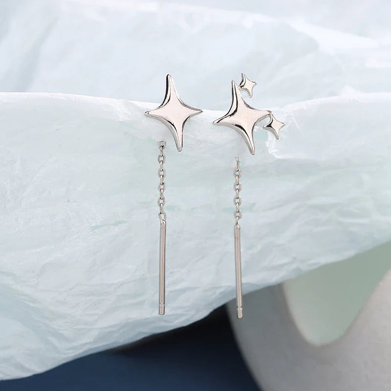 New Korean Star Ear Wire Tassel Thread Chain Climb Star Pendants Drop Earrings Women's Straight Hanging Earings Jewelry