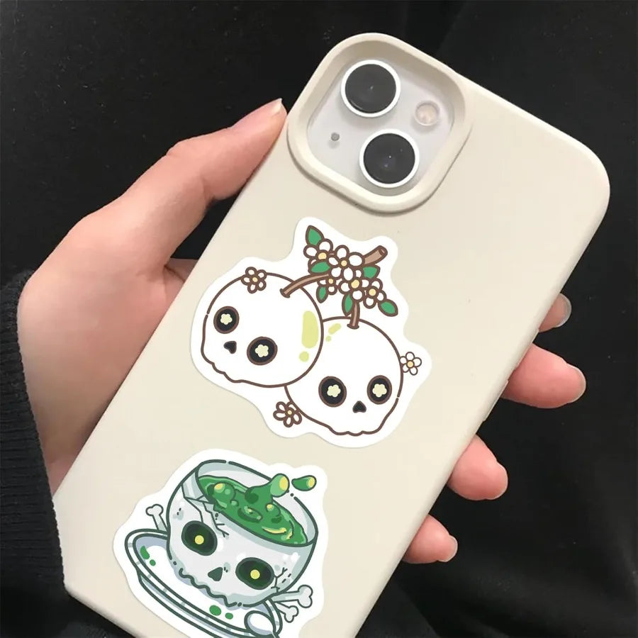 50Pcs Groovy Skull Stickers | Waterproof Vinyl Decals for Laptops, Water Bottles, Skateboards