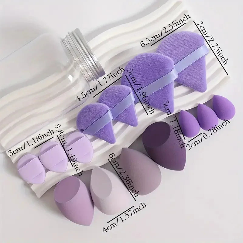 14Pcs Makeup Sponge Set with Storage Jar | Velvet Beauty Blenders and Foundation Puffs