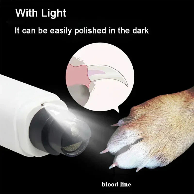 Electric Pet Nail Grinder – USB LED Dog & Cat Clipper