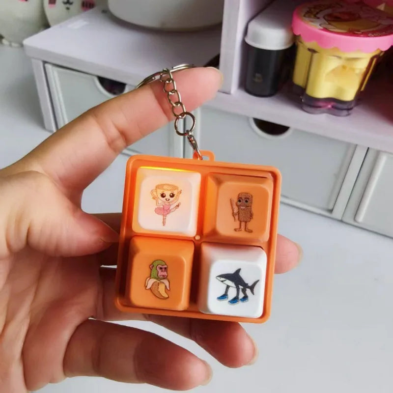 Italian Brainrot 4-Key Keyboard Fidget Toy | Stress Relief Keychain with Sound and Light
