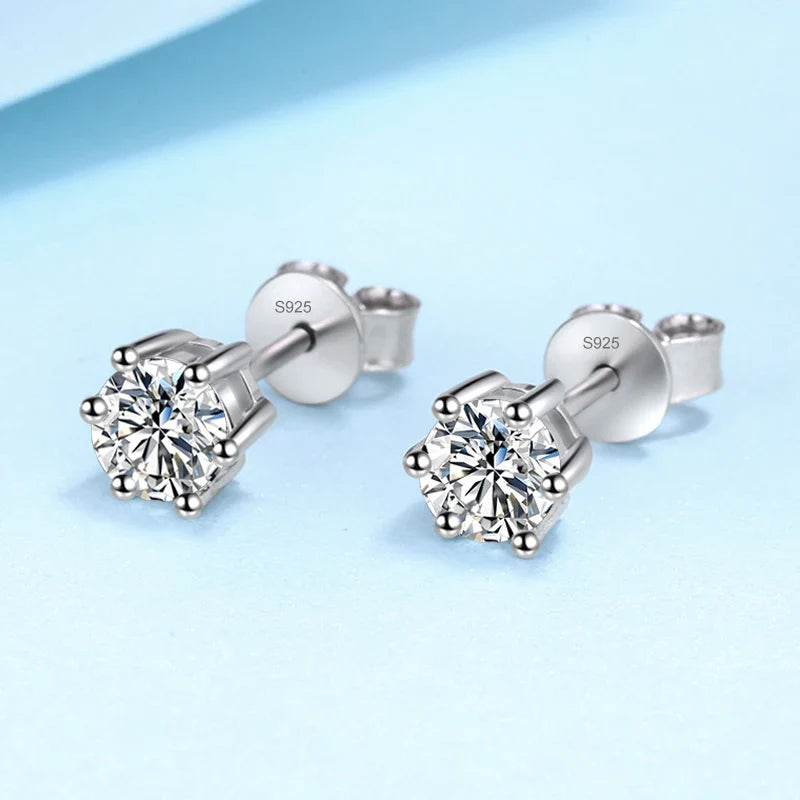 NeeTim 0.1ct-3ct D Color Moissanite Stud Earrings Lab Diamond 925 Sterling Silver with Gold Plated Earring Wedding Party Jewelry