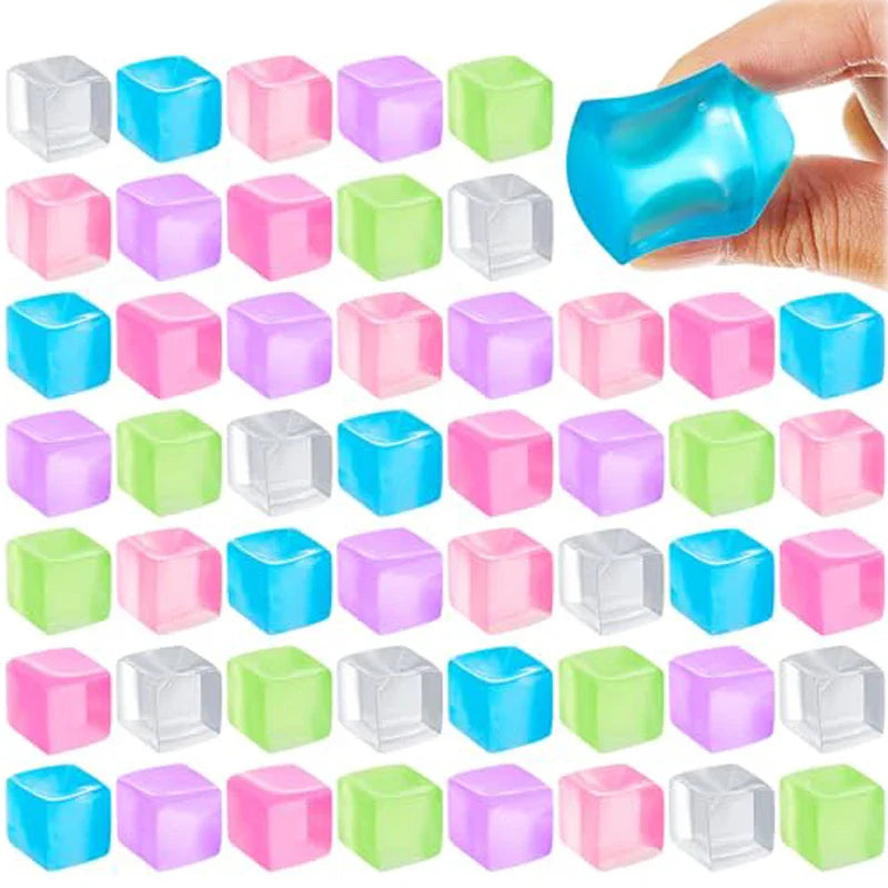 10 Pack Ice Cube Sensory Stress Balls | Mochi Squishies Squeeze Toys for Adults and Kids