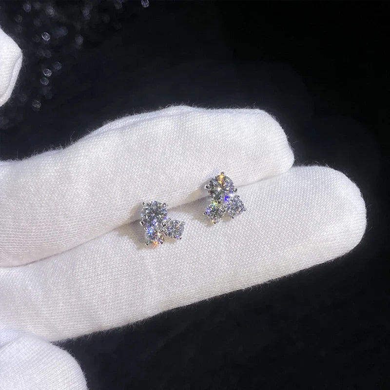 NeeTim All D VVS1 Moissanite Stud Earrings for Woman Wedding Jewely 925 Sterling Sliver with white Gold Plated Studs Earring