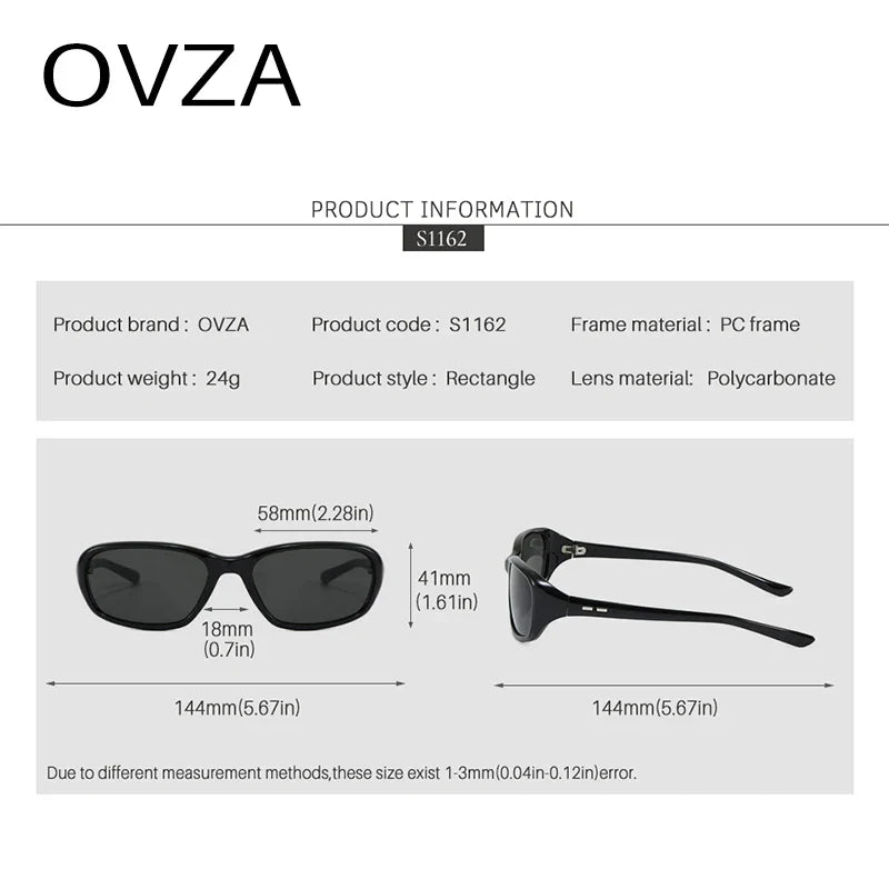 OVZA Rectangle Sunglasses for Women | UV400 Retro Fashion Shades