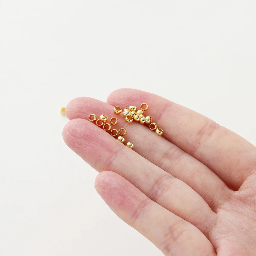 100pcs/lot 1.5/2/2.5mm 14K/18K Gold Color Plated Brass Positioning Beads for DIY Bracelet Necklace Jewelry Making Accessories