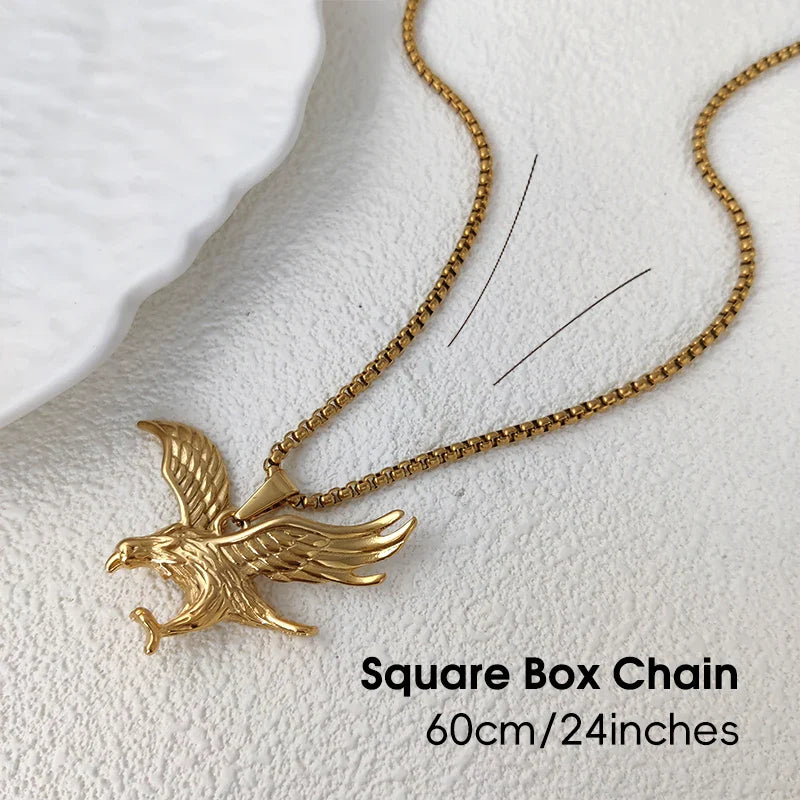 18K Gold Plated Stainless Steel Eagle Pendant, Eye catching, Must - have for Hip Hop Lovers, Suits Nightclubs & Casual Outfits