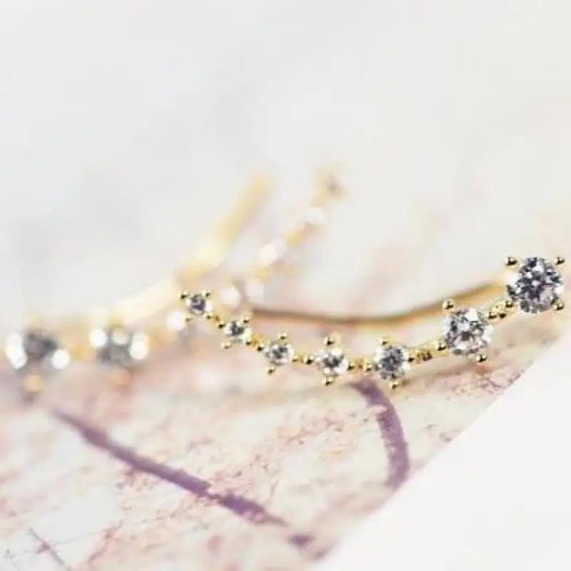 Korean Fashion Seven Star Zircon Earrings | Luxury Crystal Stars Stud Earrings