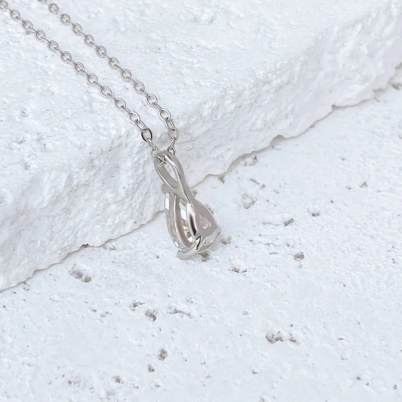 NeeTim Water Drop1ct 2ct Moissanite Pendant Necklace S925 Silver Pear Cut Lab Diamond Neckchain with Certificate for Women