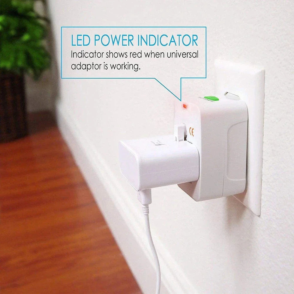 All-in-One International Plug Adapter – Universal Travel Power Converter with 2 USB & Type-C Ports (AU/US/UK/EU)