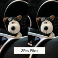 Plush Puppy Car Wiper Decoration - Kawaii Bowknot Dog Ornament for Auto Interior Accessories