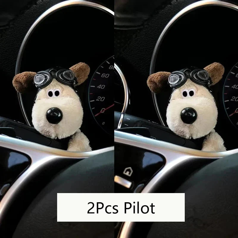 Plush Puppy Car Wiper Decoration - Kawaii Bowknot Dog Ornament for Auto Interior Accessories