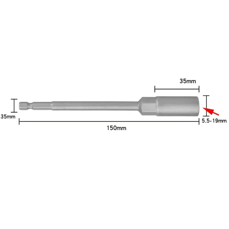 Electric Drill Socket Adapter Set 150mm | 8-14mm Hex Shank Nut Driver Bit for Impact Drills