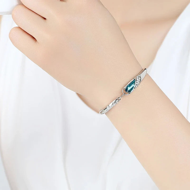 1pcs Blue Gemstone Bracelet Exquisite And Minimalist Style Lightweight Adjustable Chain Women's Daily Accessories Bracelet
