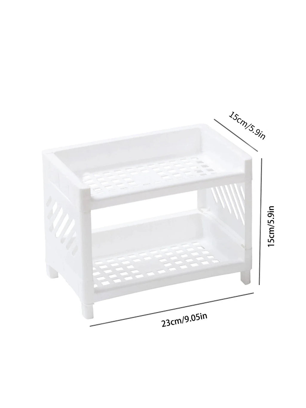 PP Desktop Double Layer Storage Rack – White Organizer for Desk