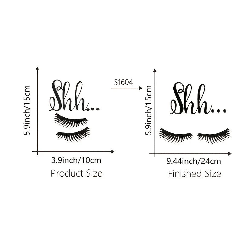 Shh Eyelash Vinyl Decal | Removable Baby Sleeping Wall Sticker