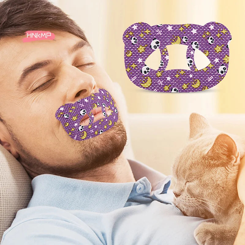 Cartoon Bear Anti-Snoring Mouth Patches for Kids | Safe Nose Breathing Sleep Aid