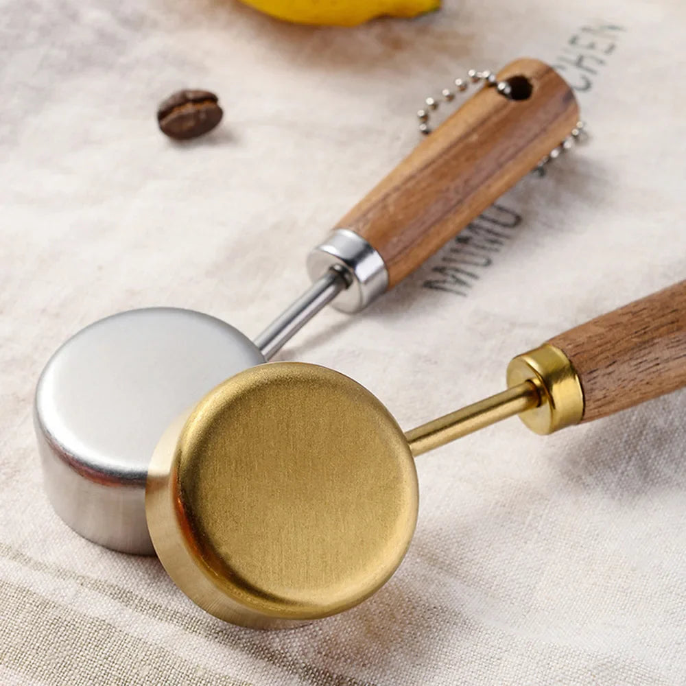 Stainless Steel Measuring Spoon Set | Gold Wood Handle Kitchen Baking Tool