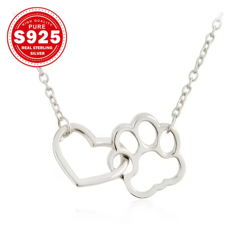 925 sterling silver women's ankle bracelet with double-layer cat claw and heart-shaped charms, Bohemian-style vacation jewelry