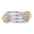 A Niche Two-Color Four-Ring Copper Jewelry Ring, Hypoallergenic, Ins Style, Stacking Artifact, Suitable For Young Women