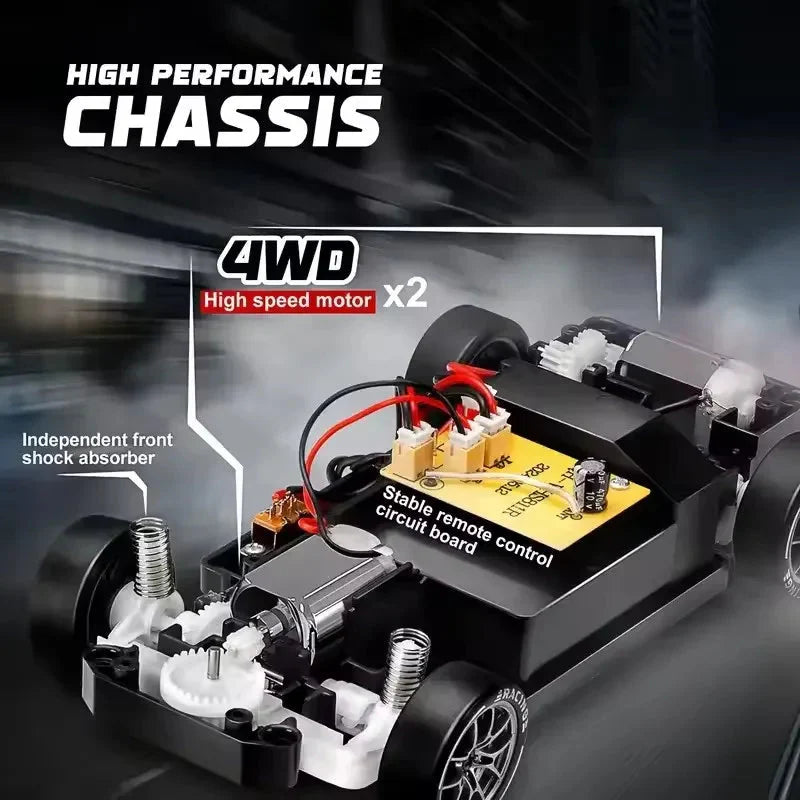 4WD Remote Control Drift Car - 1:24 Scale High-Speed Racing Car, 2.4G Radio, 20KM/H Mini RC Car for Boys & Teens
