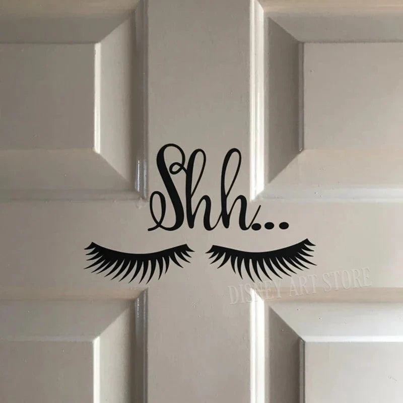Shh Eyelash Vinyl Decal | Removable Baby Sleeping Wall Sticker