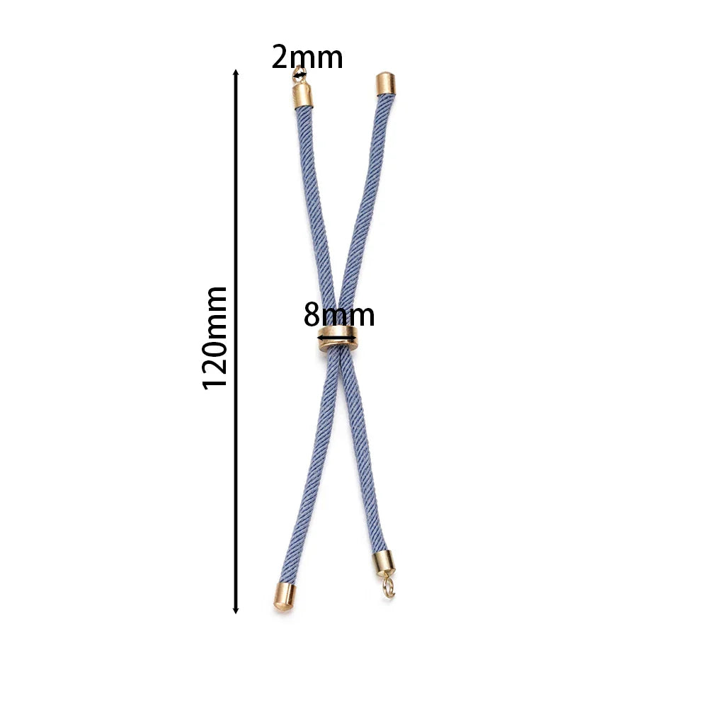 1pc Adjustable Nylon Braided Twisted Cords Slider Friendship Bracelets with Brass Cord End for Jewelry Making DIY Findings