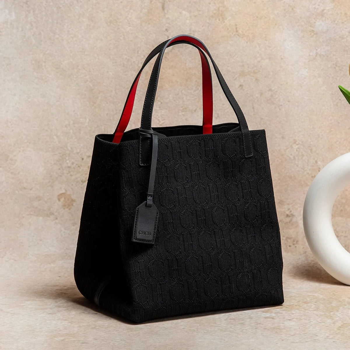 CHCH Large Capacity Black Knitted Tote Bag – Simple Shopping Handbag