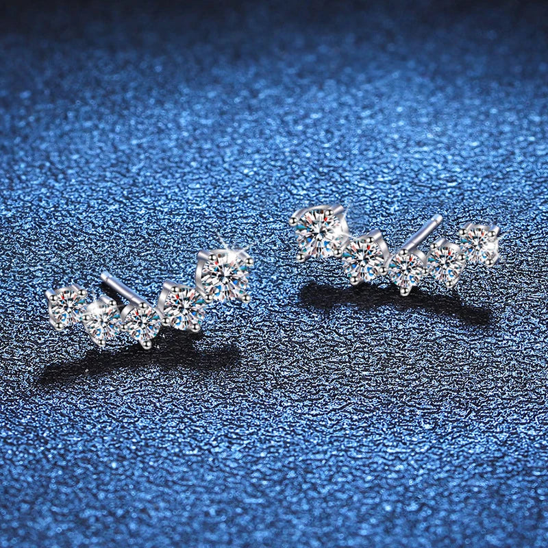 NeeTim 1.16cttw Full Moissanite Stud Earrings for Women Gemstones Lab Diamond Studs Earrings 925 Sterling Silver Fine Jewelry