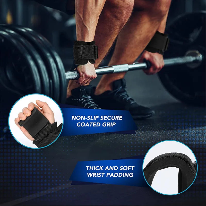Weight Lifting Hook Grips with Wrist Wraps | Gym Fitness Hand Bar Straps