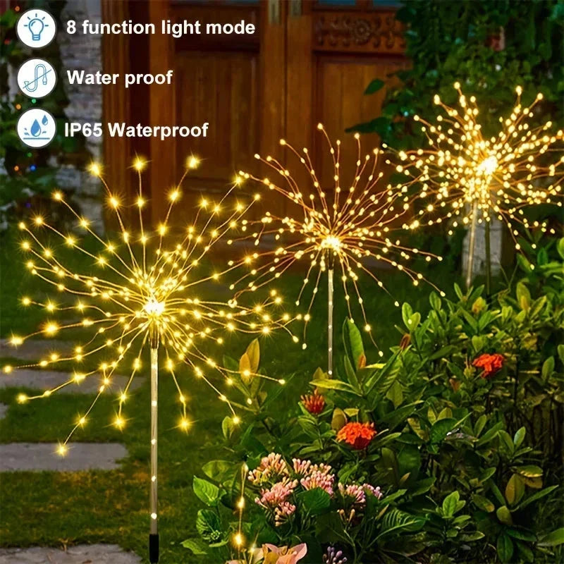 LED Solar Fireworks Lights – Outdoor Waterproof Garden Lights with Remote