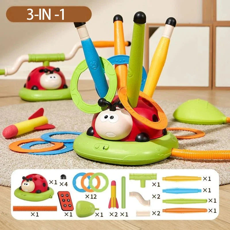 Ladybug Sport Entertainment Game Toy Multifunction Rope Skipping Machine Ferrule Jump Rocket Launcher Outdoor Educational