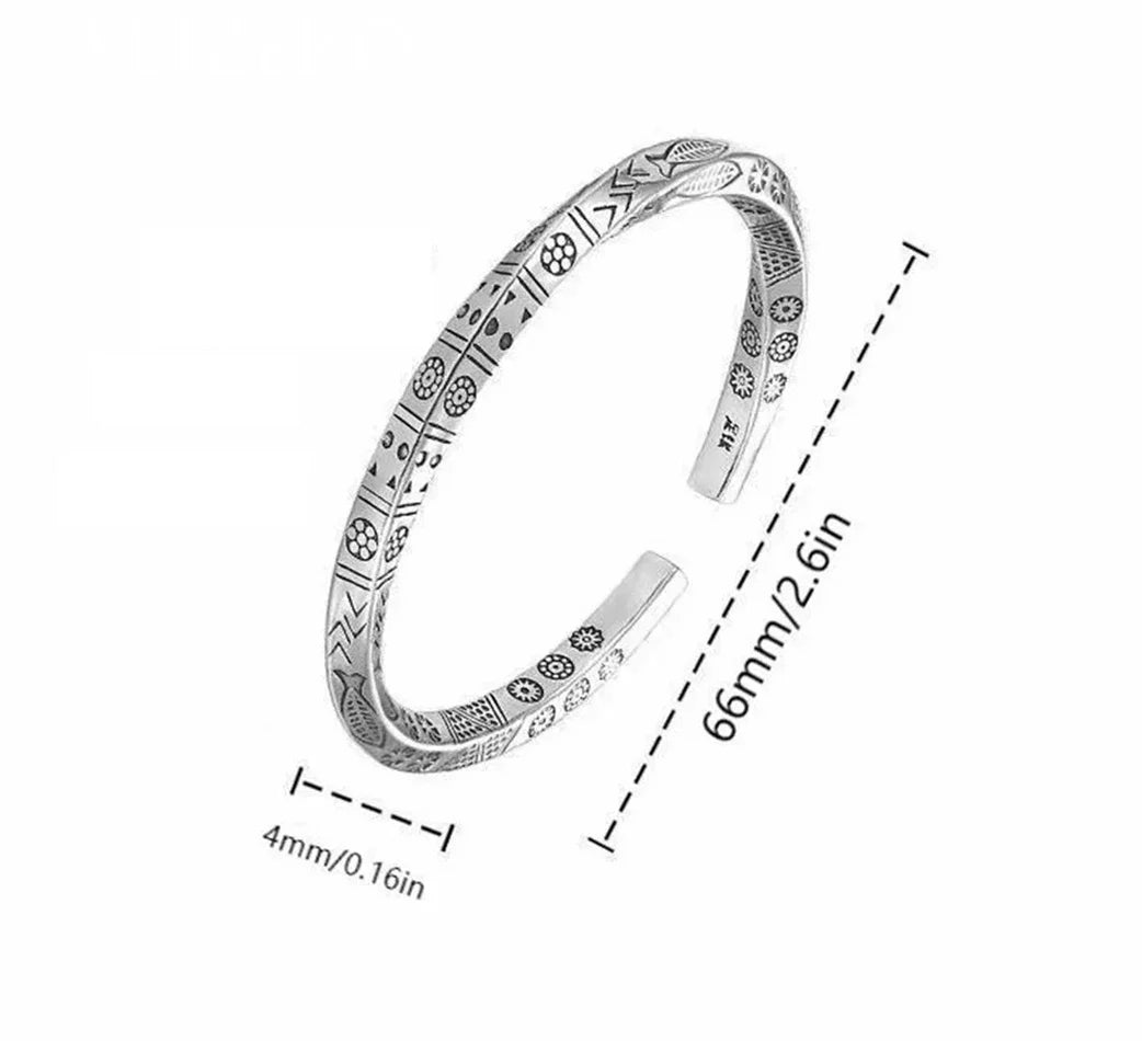 ALIZERO 925 Sterling Silver Men Open Bracelet Bohemian Möbius Loop Bracelet For Women Totem Trendy Jewelry Accessories
