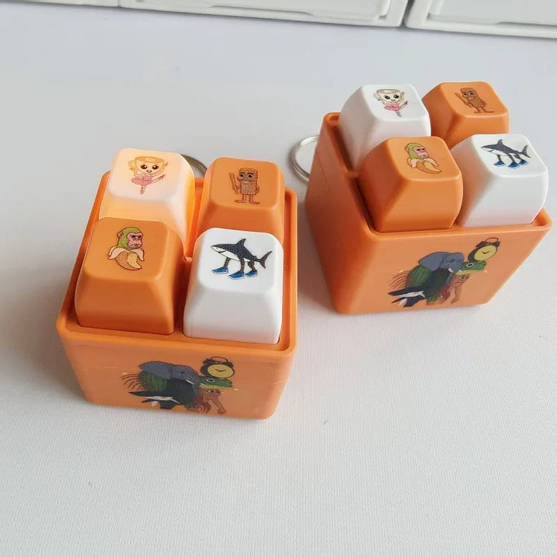 Italian Brainrot 4-Key Keyboard Fidget Toy | Stress Relief Keychain with Sound and Light