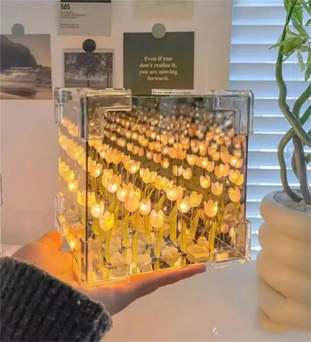 DIY Tulip Mirror Cube Lamp | Handmade Craft Night Light for Bedroom