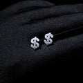 American Full Diamond Dollar Letter Stud Men's Senior Sense Super Flash Hip Hop Trend Niche Men's And Women's Fashion Earrings