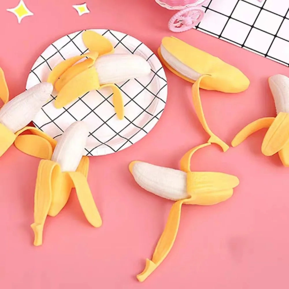 Peeled Banana Stress Ball | Cute Fruit Squishy Fidget Toy for Anxiety Relief