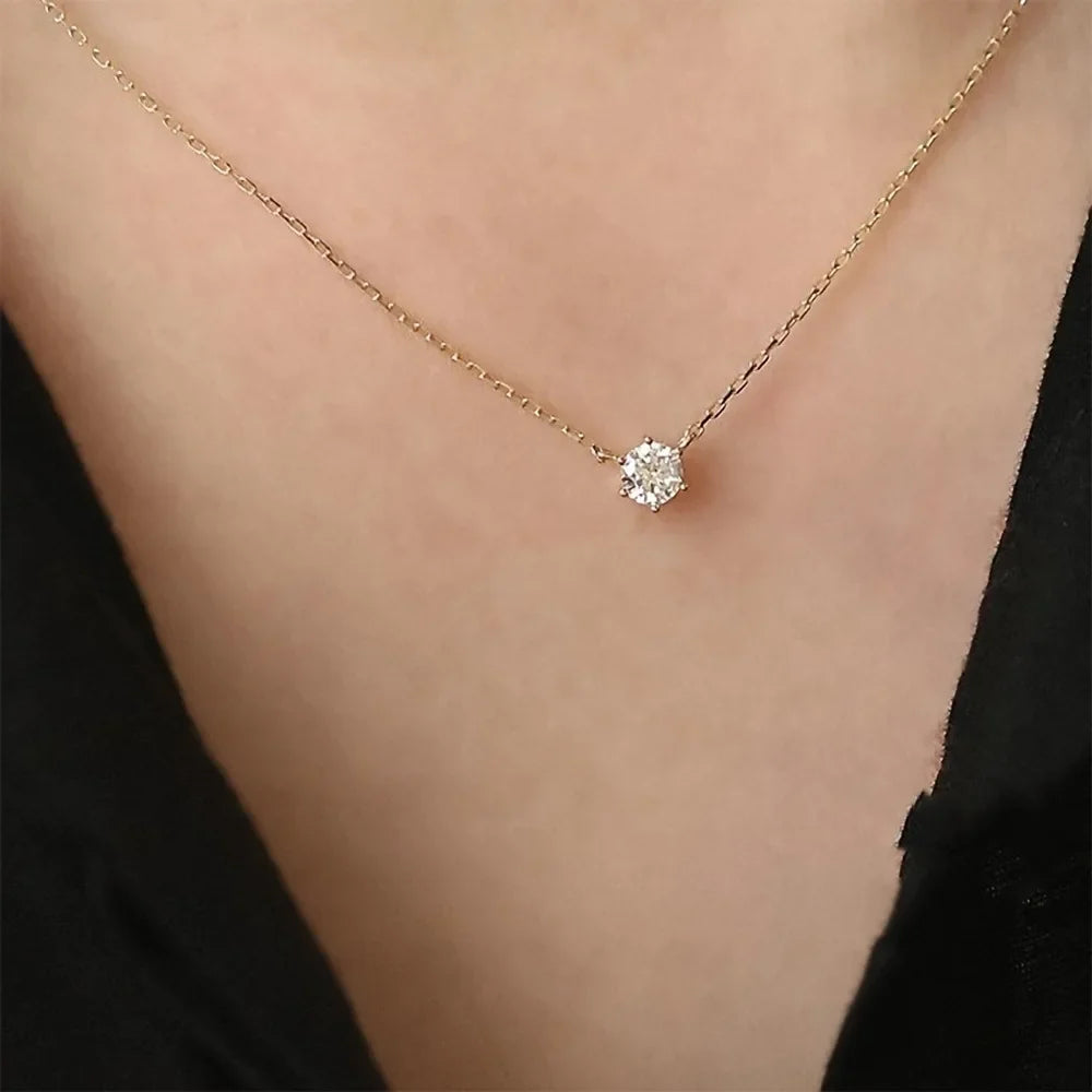 S925 Sterling Silver Necklace Set with Zircon Electroplated 14k Gold Women's Fine Style