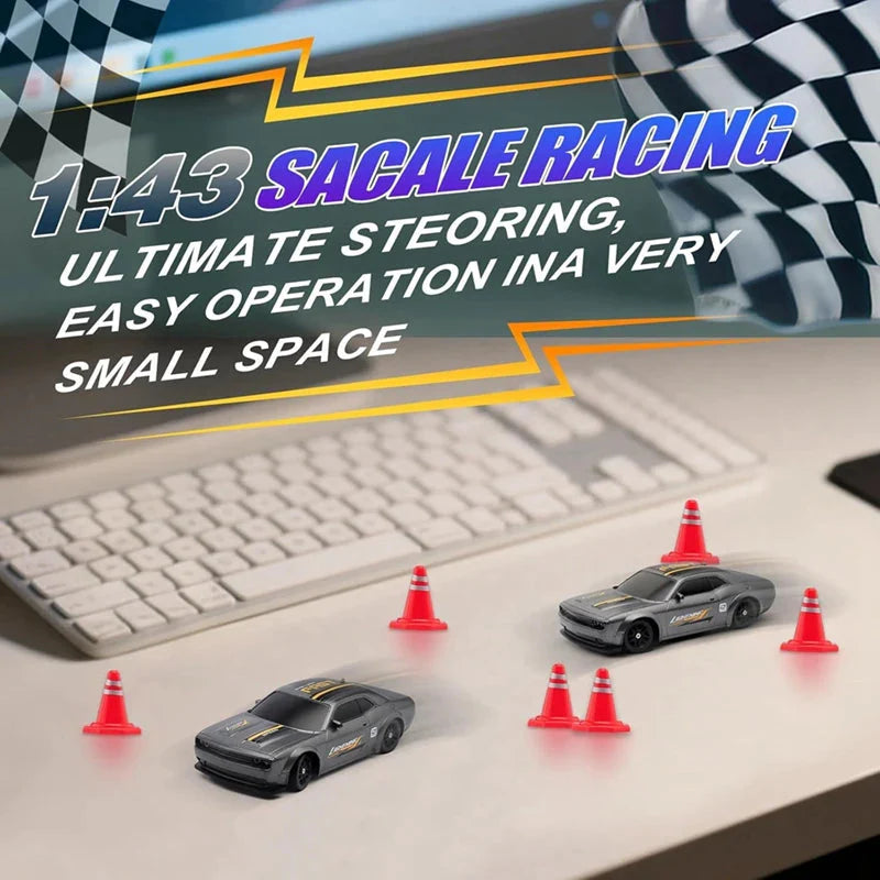4WD RC Drift Racing Car - 1/43 Mini High-Speed Electric Car with Gyroscope, Realistic Lights, Remote Control Toy for Kids & Adults