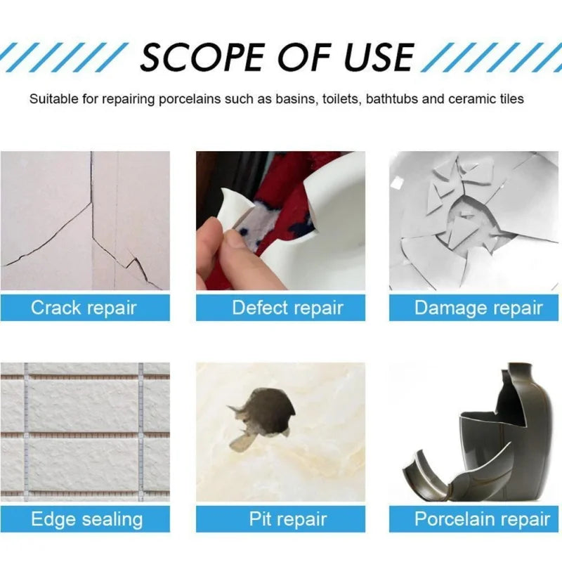 White Porcelain Repair Kit | Ceramic Repair Paste for Tubs, Tiles, Toilets, and Sinks