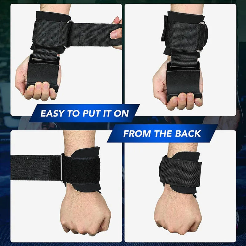 Weight Lifting Hook Grips with Wrist Wraps | Gym Fitness Hand Bar Straps