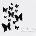 12Pcs/set 3D Black Pteris Butterfly Wall Sticker Set | Magnetic Decorations