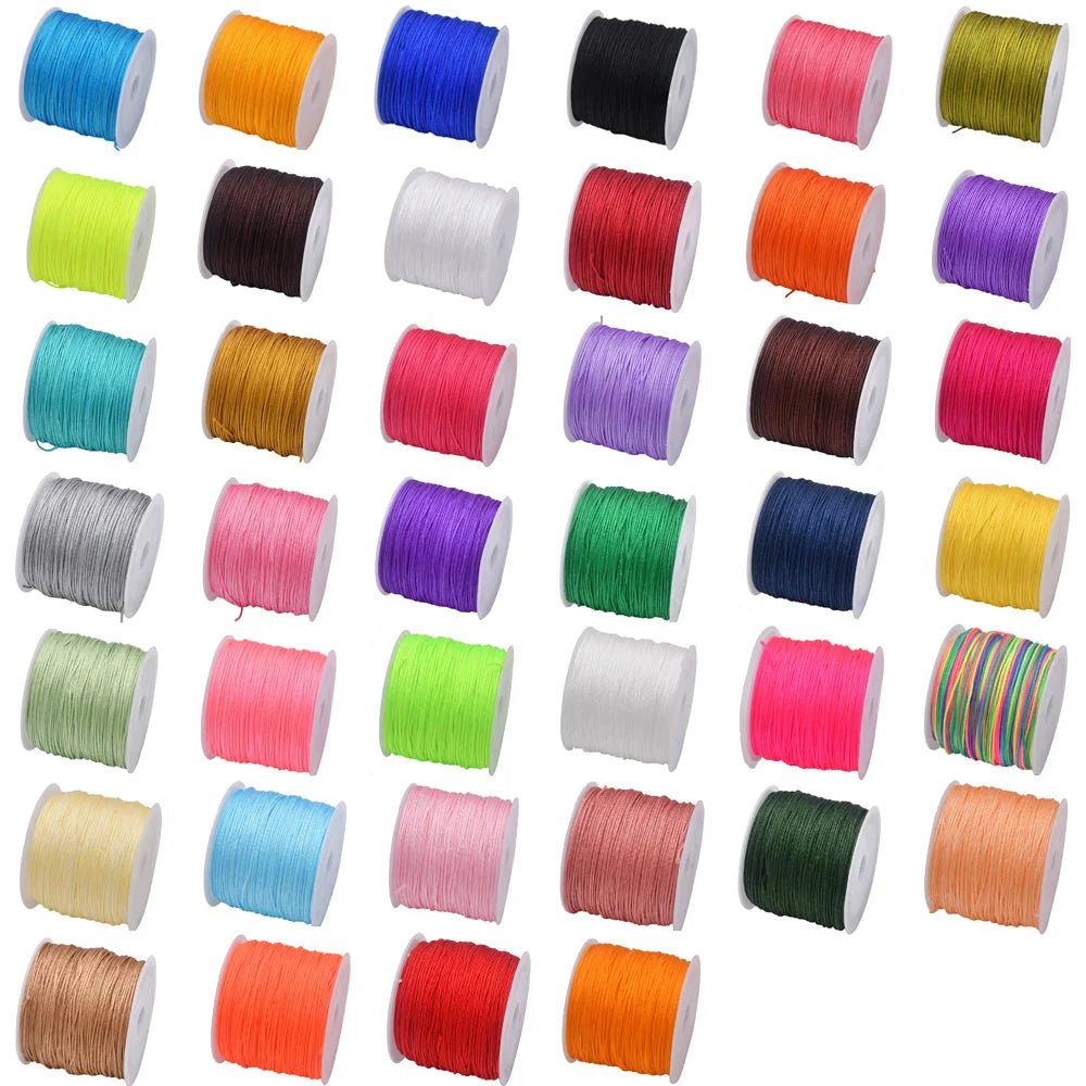 50 Yards 0.8mm Braided Nylon Cord – Durable Satin String for Jewelry Making, Beading, Macrame, Chinese Knot & DIY Crafts