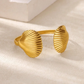 Summer Waterproof Cuff Bangles Bracelet For Women Cute Flower Double Layer Open Stainless Steel Gold Color Star Shell Jewelry