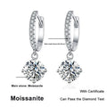 NeeTim 0.5ct 1ct S925 Sterling Silver Moissanite Drop Earrings Trendy Luxury Designer Earing for Women Gift With Certificate
