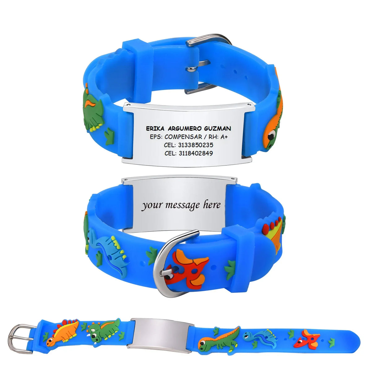 Customzied Personalized ID Bracelet for Little Girls Boys, Silicone Bracelet Adjustable, Engrave Quotes Inspirational Gift