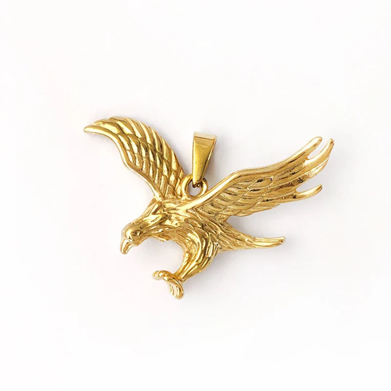 18K Gold Plated Stainless Steel Eagle Pendant, Eye catching, Must - have for Hip Hop Lovers, Suits Nightclubs & Casual Outfits