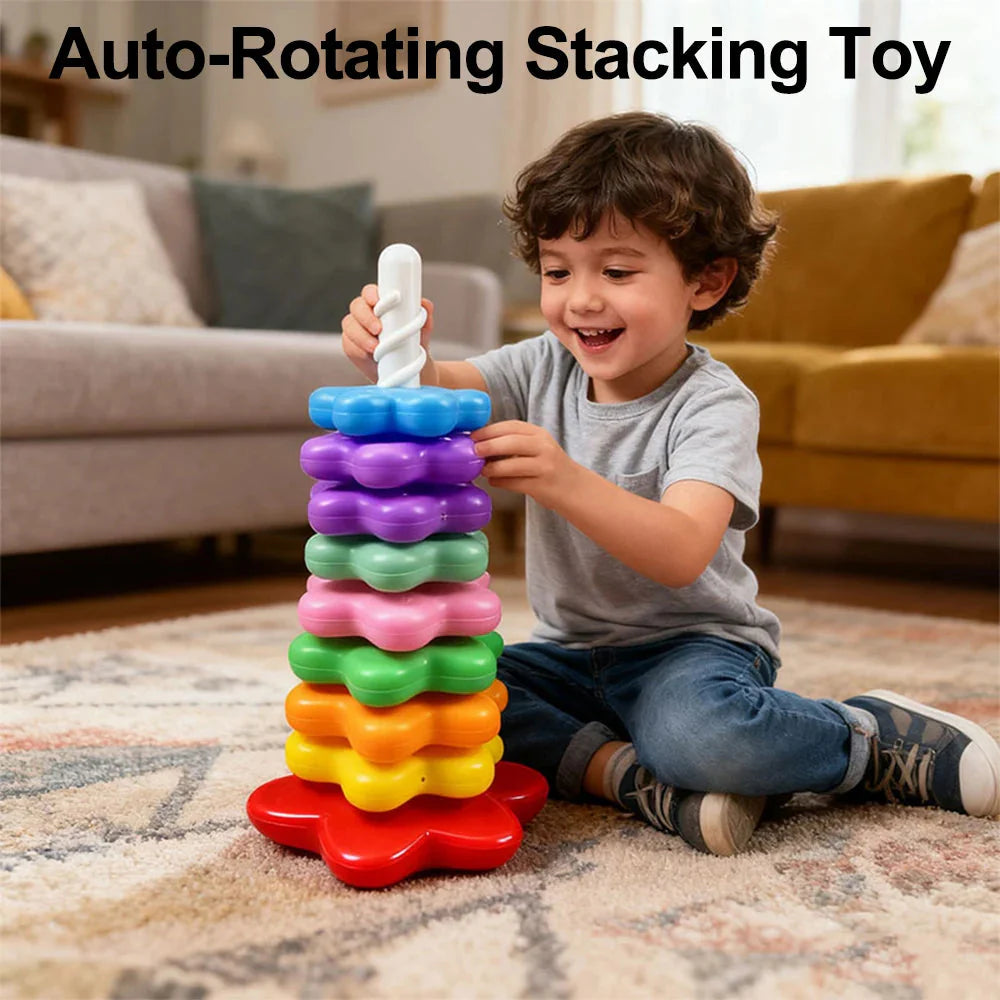 Baby Rotating Rainbow Tower Montessori Stacking Toy