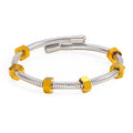 1pcs Stainless Steel Gold-plated Bangle Trendy Retro Hip-hop Style Bracelet Fried Dough Twists Steel Wire Rope Colorfast Bangle